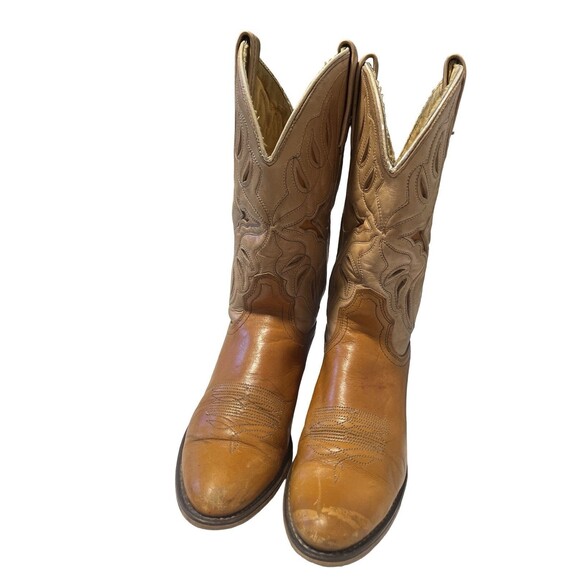 Acme Womens Size 5C Leather Two-Tone USA Made Cowboy Boots - Picture 1 of 11